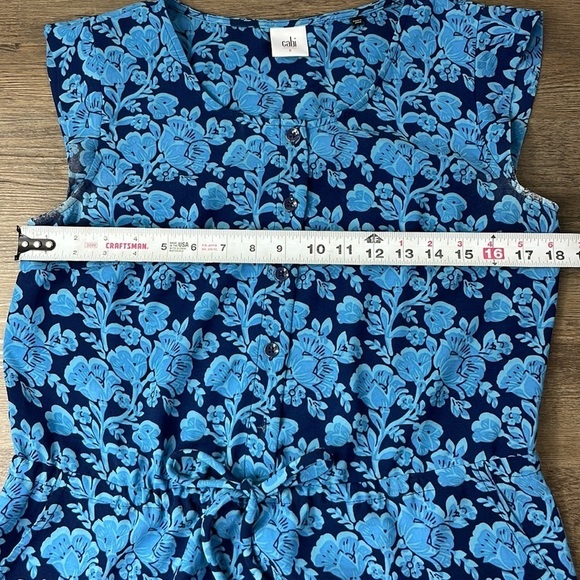 Cabi Java Dress Indigo Blue Floral Style #5265 Drawstring Waist, size small - Picture 7 of 10